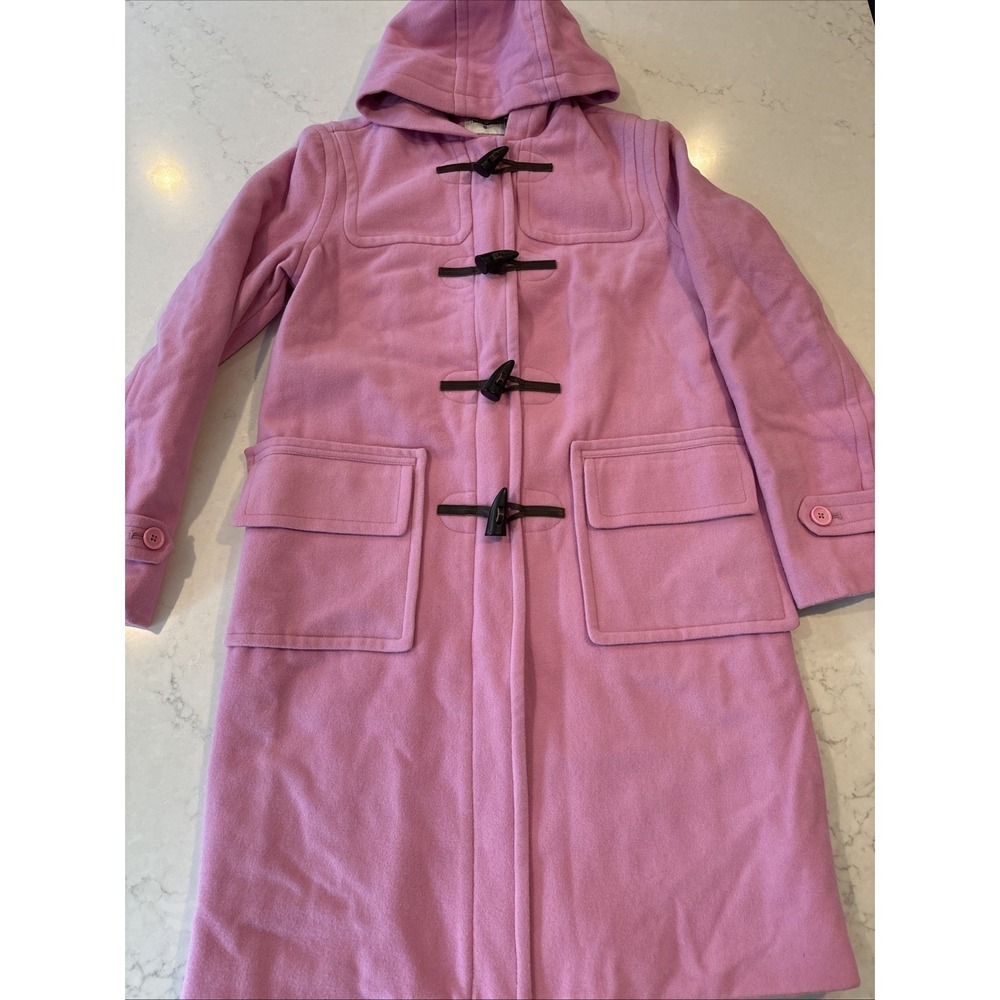 Isaac Mizrahi Target Womens XS Hooded Duffle Wool Long Coat Pink Toggle Zip